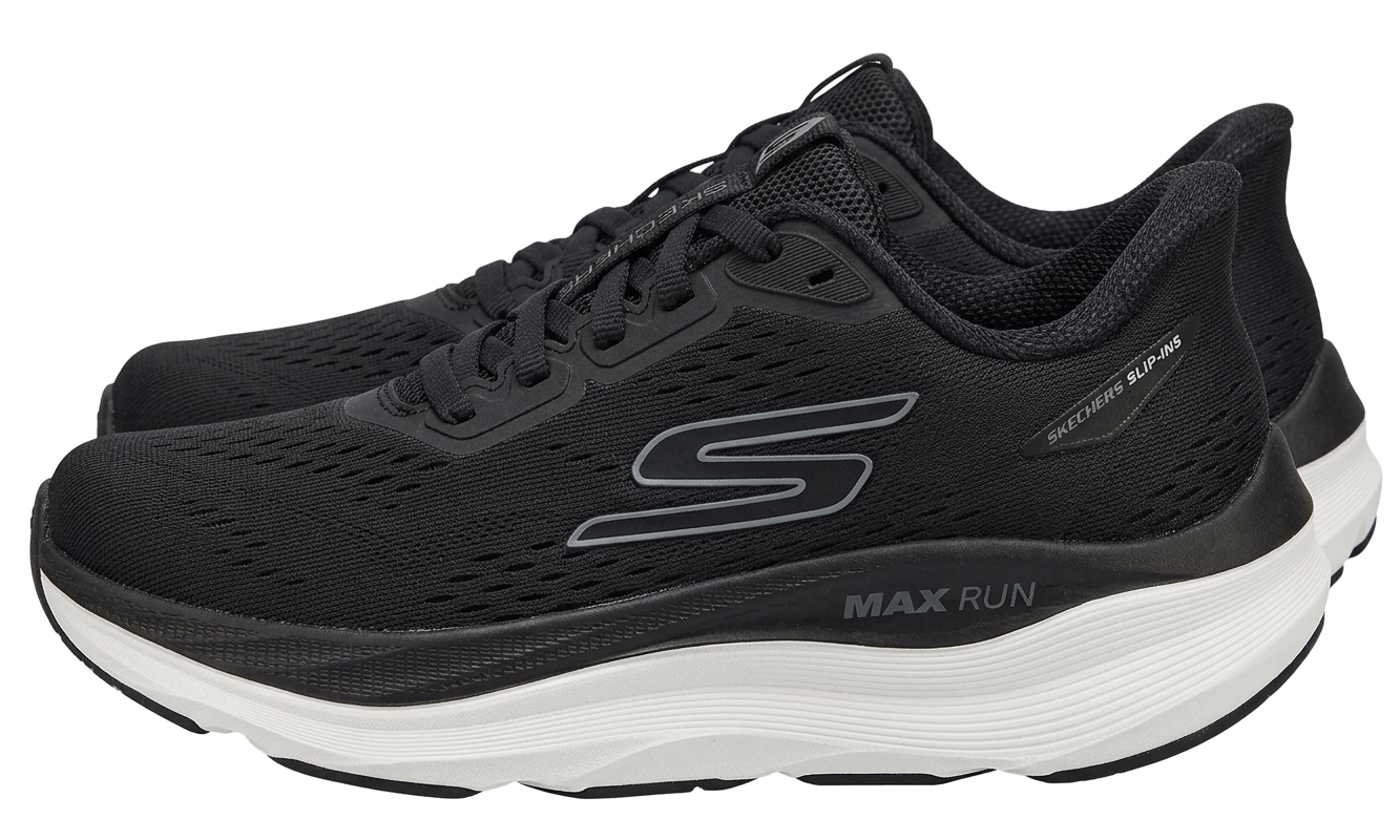کفش پیاده‌روی و دویدن مردانه اسکیچرز (Skechers) مدل Max Run Slip-Ins رنگ مشکی - زیره طبی لژدار ‌
