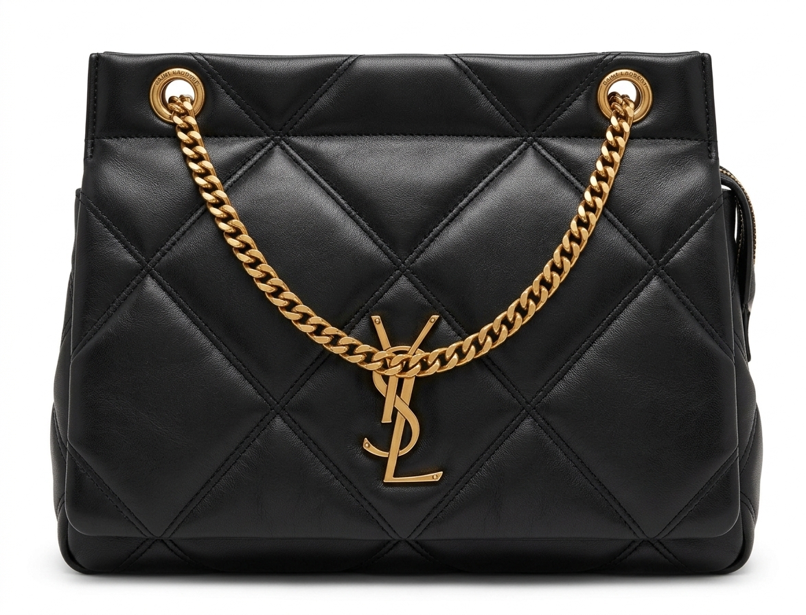 کیف دوشی و توت زنانه ایو سن لوران (YSL) مدل لولوت طرح لوزی رنگ مشکی