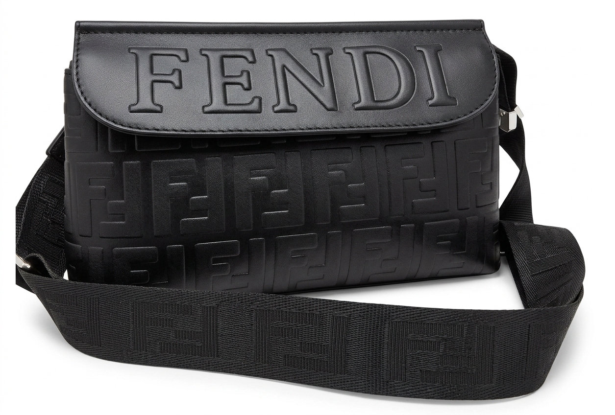 کیف کراس‌بادی فندی (Fendi) با لوگوی برجسته و طرح