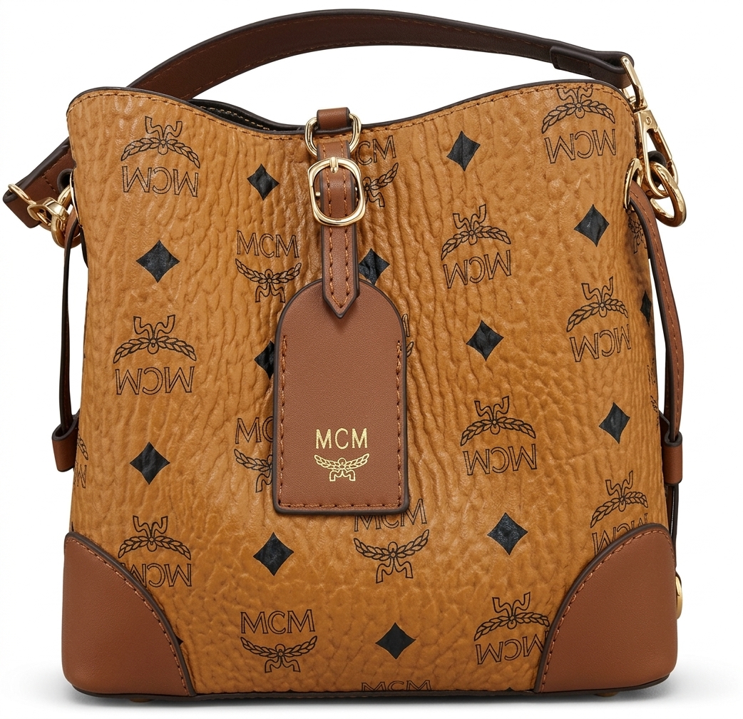 کیف سطلی ام‌سی‌ام (MCM) طرح ویزتوس - رنگ کنیاکی ‌
