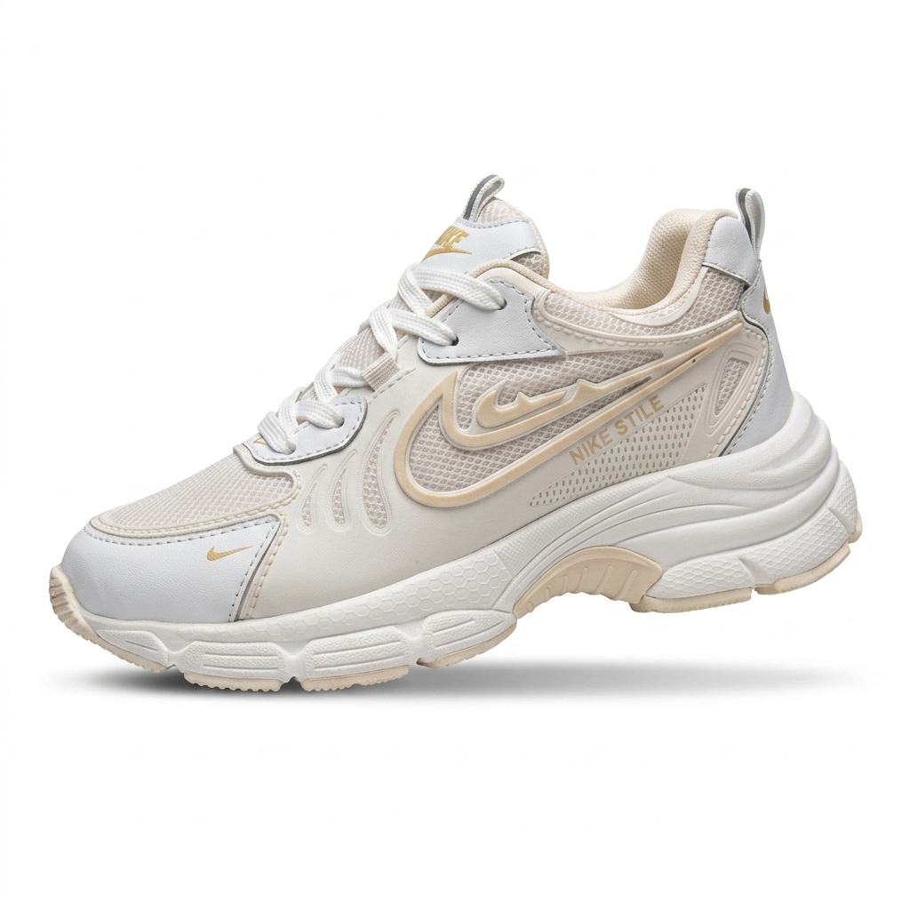 کفش اسپرت و پیاده‌روی زنانه طرح نایکی استایل (Nike Stile) رنگ سفید کرم