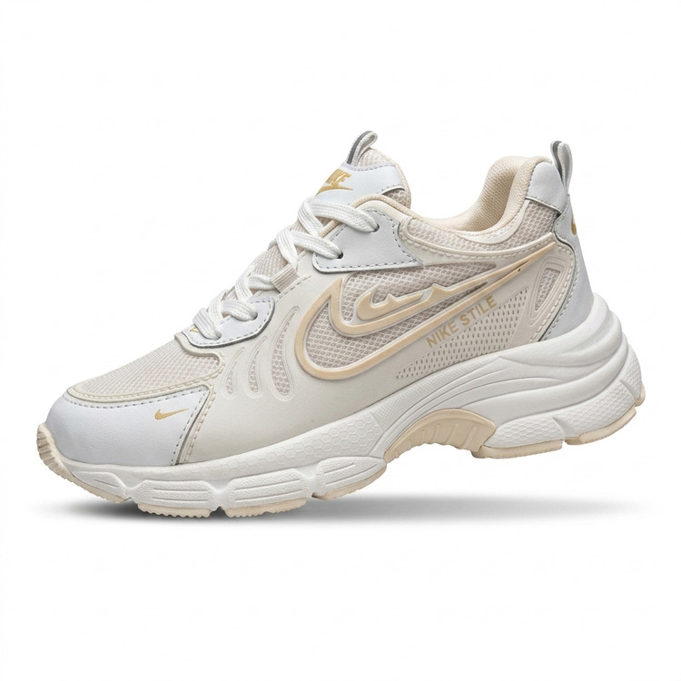 کفش اسپرت و پیادهروی زنانه طرح نایکی استایل (Nike Stile) رنگ سفید کرم