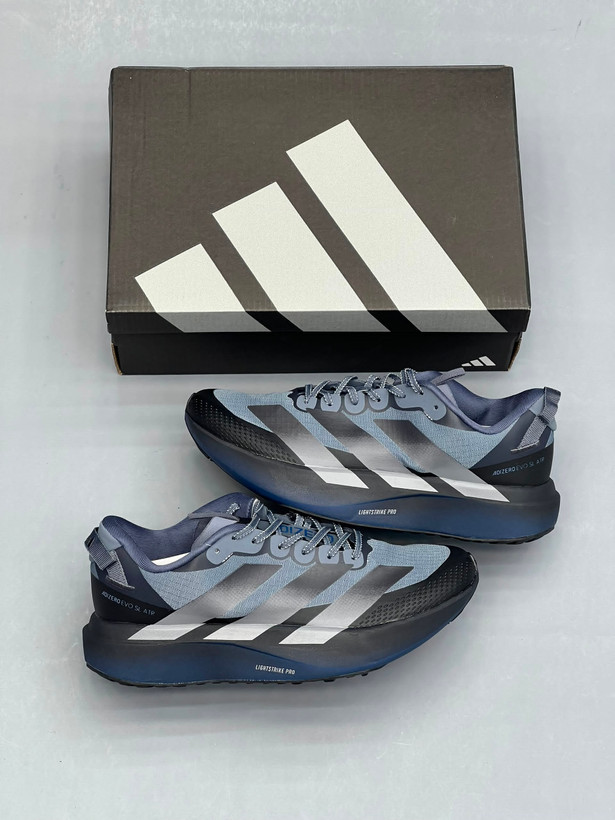 کفش دویدن مردانه آدیداس مدل Adizero Evo SL فوم لایت استرایک پرو سرمهای خاکستری