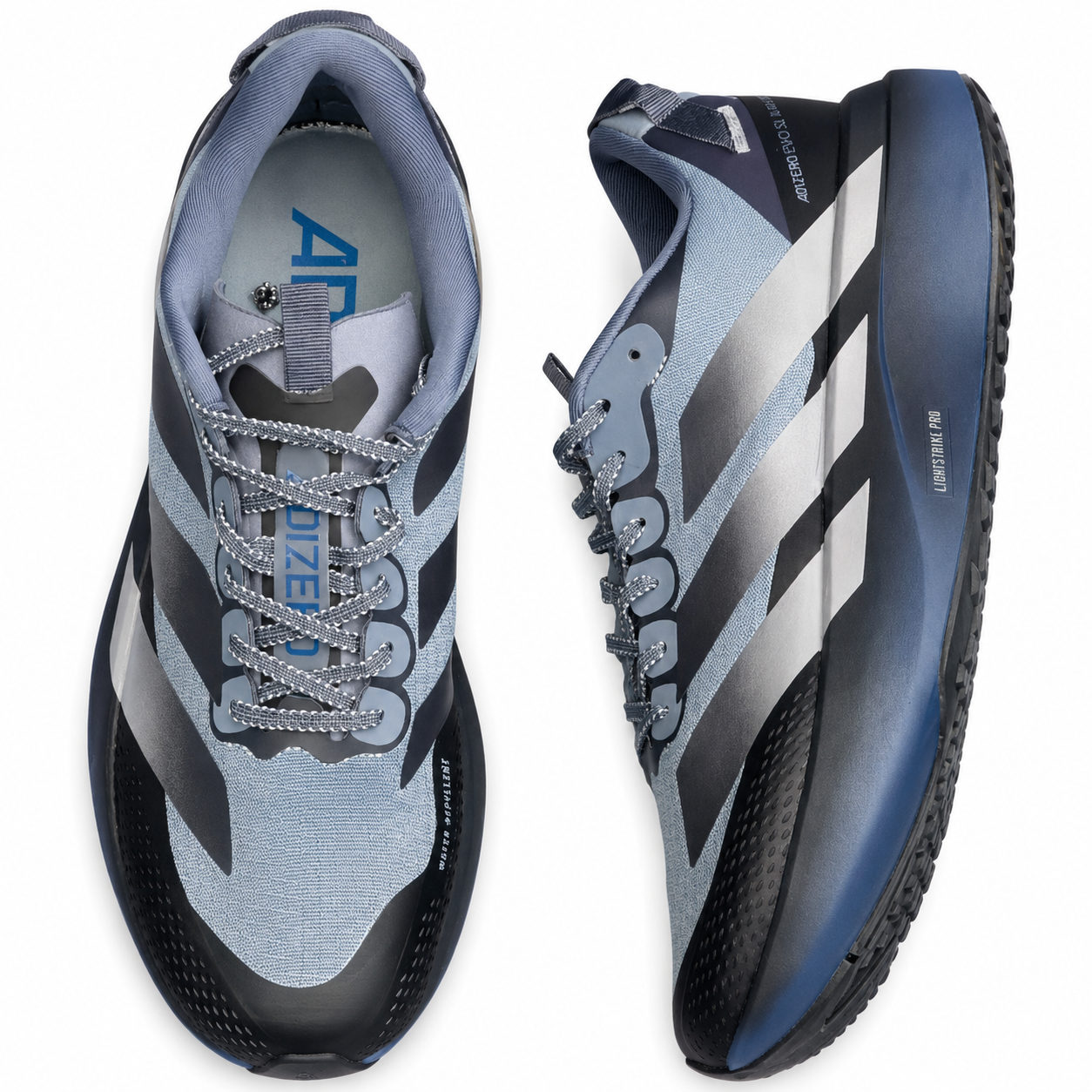کفش دویدن مردانه آدیداس مدل Adizero Evo SL فوم لایت استرایک پرو سرمه‌ای خاکستری