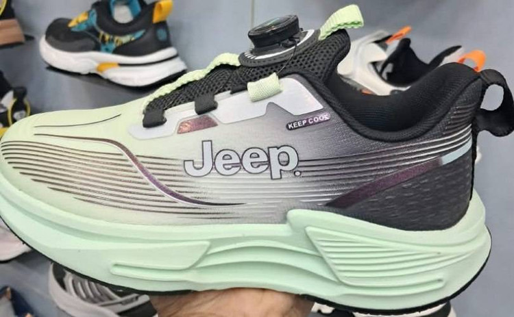 کفش اسپرت بچگانه جیپ (Jeep) مدل بند چرخشی - رنگ سبز نعنایی و خاکستری