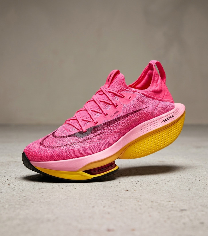 کفش دویدن تخصصی نایکی مدل Air Zoom Alphafly NEXT% 2 رویه AtomKnit صورتی زرد
