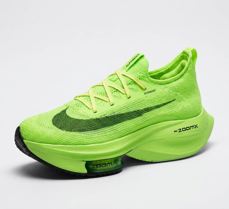 کفش دویدن تخصصی نایکی مدل Air Zoom Alphafly NEXT% 2 رویه AtomKnit سبز فسفری