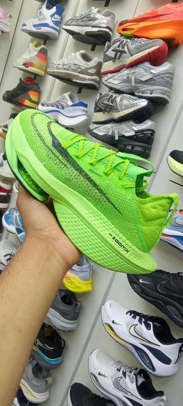 کفش دویدن تخصصی نایکی مدل Air Zoom Alphafly NEXT% 2 رویه AtomKnit سبز فسفری