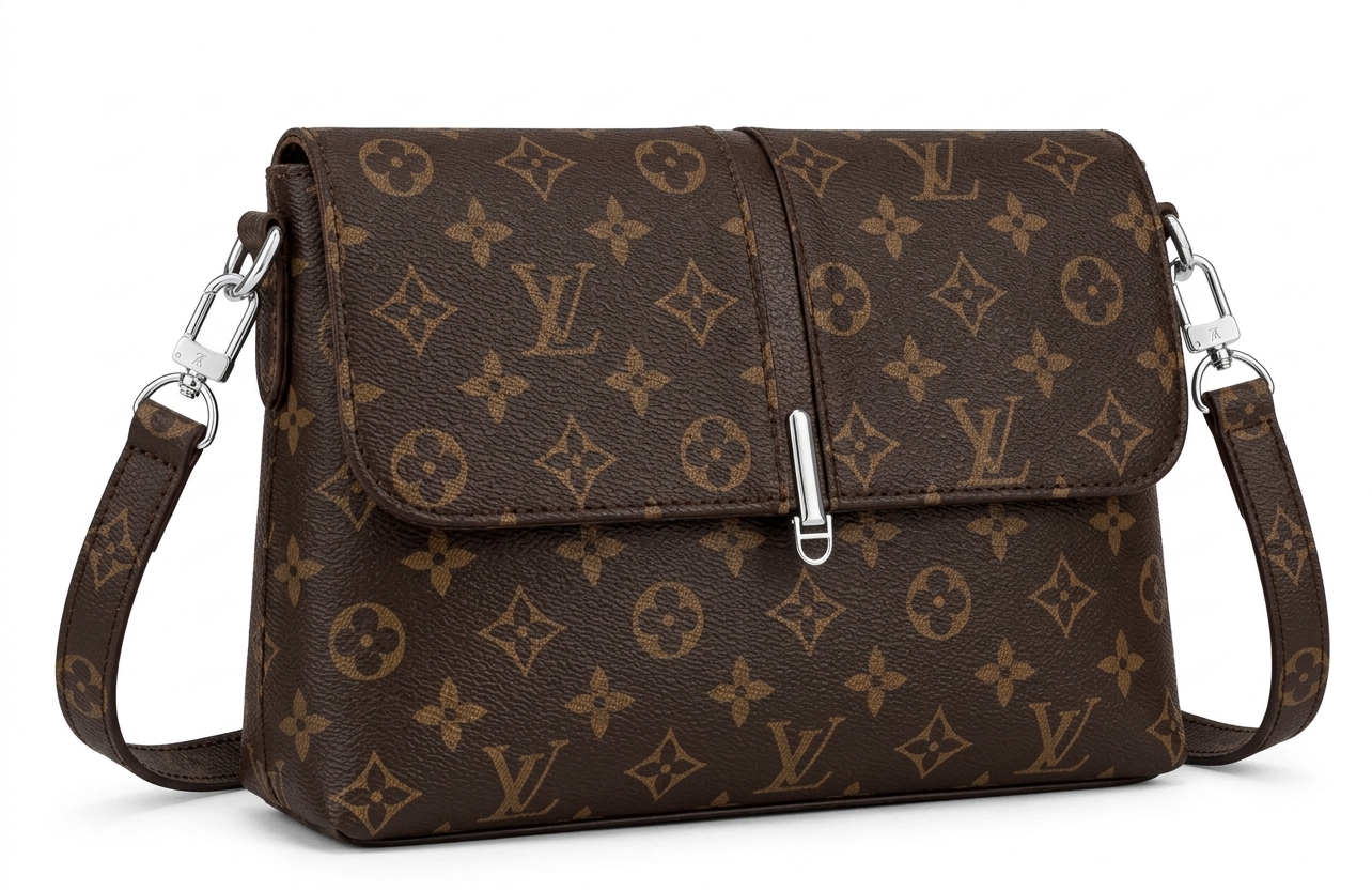کیف دوشی زنانه لوییس ویتون مدل Monogram Canvas درب دار قهوه ای