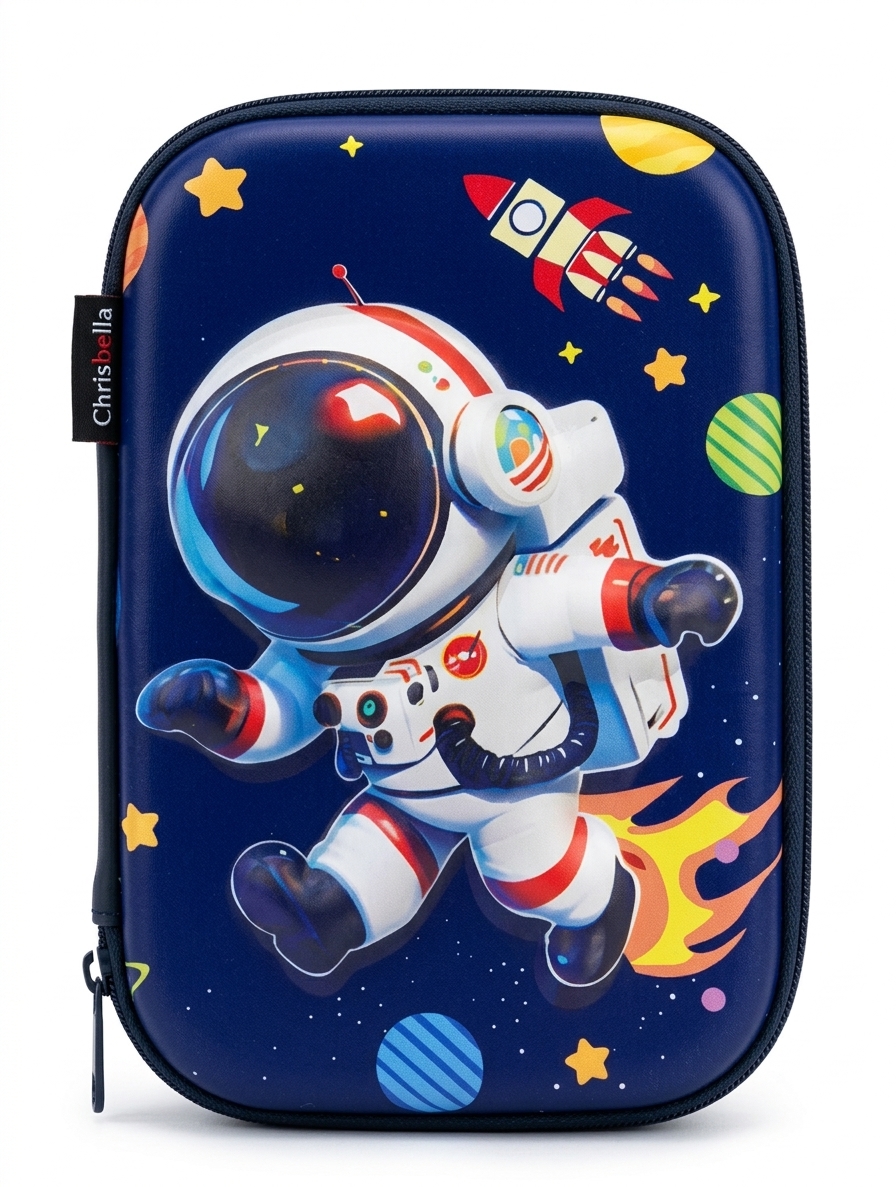 جامدادی و کیف لوازم جانبی کریسبلا طرح فضانورد کهکشانی مدل Space Exploration رنگ آبی سرمه‌ای