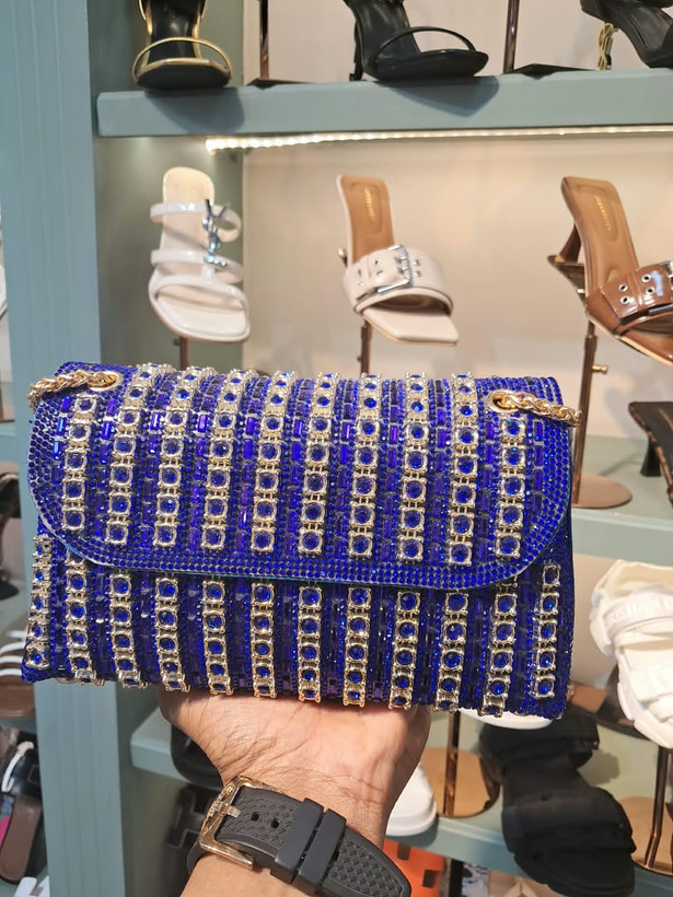 کیف دستی و دوشی زنانه مجلسی مدل مروارید و نگین قفل کریستالی Women's Pearl and Rhinestone Crystal Frame Evening Clutch Bag White 